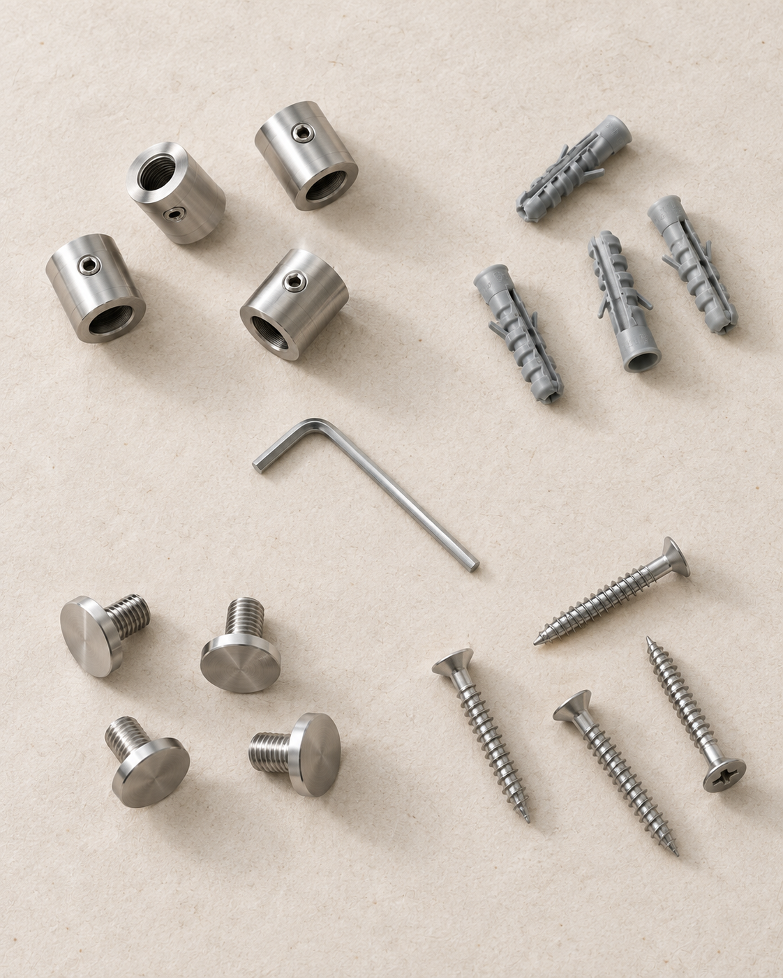 Complete 17-piece silver mounting hardware kit included with the personalised Arabic acrylic birth print